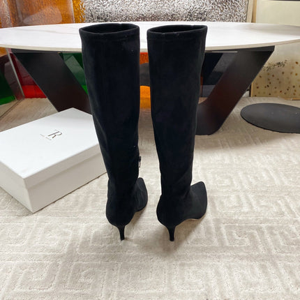 THE ROW HIGH BOOTS 85MM IN BLACK SUEDE