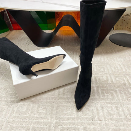 THE ROW HIGH BOOTS 85MM IN BLACK SUEDE