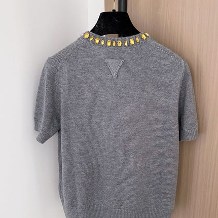 PRADA 25S BEADED CREW NECK SWEATER 322