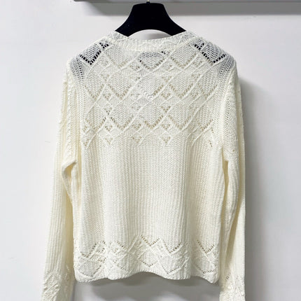 VALENTINO 26S OPENWORK KNIT BUTTON CARDIGAN 382