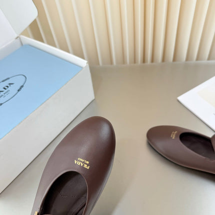 PRADA 26S BALLERINAS IN CHOCOLATE BROWN SMOOTH CALFSKIN