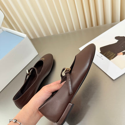 PRADA 26S BALLERINAS IN CHOCOLATE BROWN SMOOTH CALFSKIN