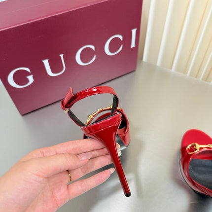 GUCCI 26S SLINGBACK PUMP 105 MM IN RED GLOSSY CALFSKIN