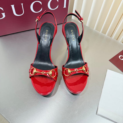 GUCCI 26S SLINGBACK PUMP 105 MM IN RED GLOSSY CALFSKIN