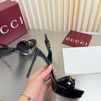 GUCCI 26S SLINGBACK PUMP 105 MM IN BLACK GLOSSY CALFSKIN