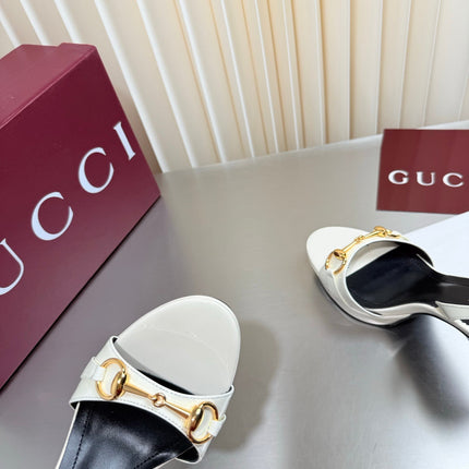 GUCCI 26S SLINGBACK PUMP 105 MM IN CREAM WHITE CALFSKIN