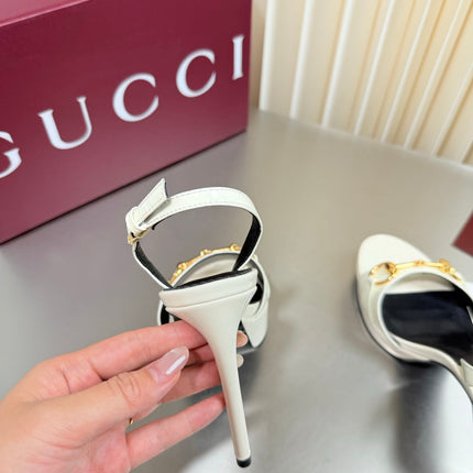 GUCCI 26S SLINGBACK PUMP 105 MM IN CREAM WHITE CALFSKIN