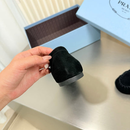 PRADA 26S CLASSIC LOAFERS IN BLACK SUEDE