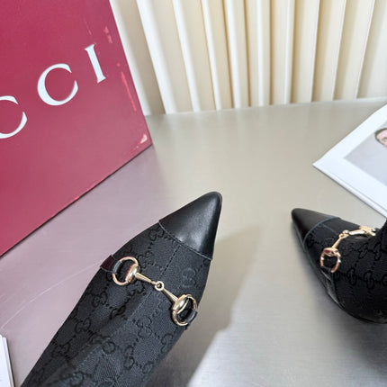 GUCCI 26S HORSEBIT BOOTS 105 MM IN BLACK LEATHER AND CANVAS