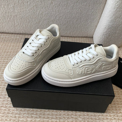 SNEAKER WITH LOGO IN BEIGE PUFF PEBBLE LEATHER