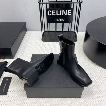 SHORT BOOTS 35 MM IN BLACK CALFSKIN