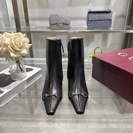 GUCCI 26S HORSEBIT ANKLE BOOTS 55 MM IN BLACK LAMBSKIN
