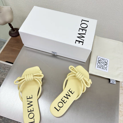 LOEWE 26S FLAMENCO KNOT SANDAL IN BUTTER YELLOW CALFSKIN
