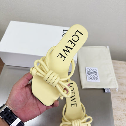 LOEWE 26S FLAMENCO KNOT SANDAL IN BUTTER YELLOW CALFSKIN