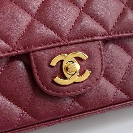 CHANEL 26S FLAP BAG 25 IN DARK RED QUILTED LAMBSKIN