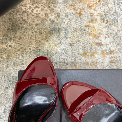 YSL 26S HIGH-HEEL SANDALS 130 MM IN DARK RED GLOSSY CALFSKIN