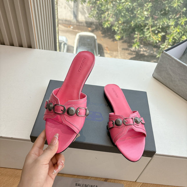 CAGOLE FLAT MULES IN FRENCH PINK CALFSKIN