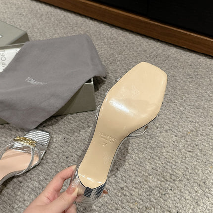 WHITNEY HIGH 6 CM MULE IN SILVER CROCODILE LEATHER