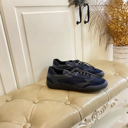 PRADA 26S LACE UP SNEAKERS CHUNKY SOLE IN BLUE TECH FABRIC AND MESH