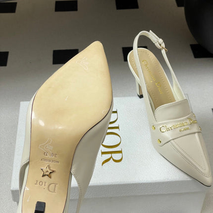 DIOR 25S BOY SLINGBACK HIGH HEELS 85 MM IN WHITE LAMBSKIN