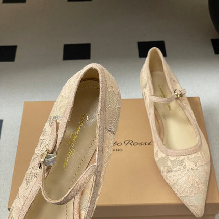 GIANVITO ROSSI 26S MARY JANE IN NUDE LACE