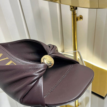 LOEWE 26S HEELED SANDALS 45 MM IN DARK BROWN CALFSKIN