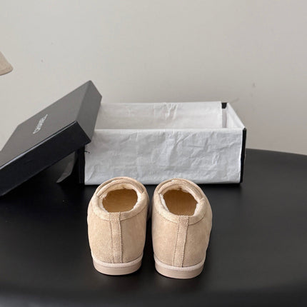 CHANEL 26S LOAFERS IN BEIGE SUEDE AND SHEARLING LINING