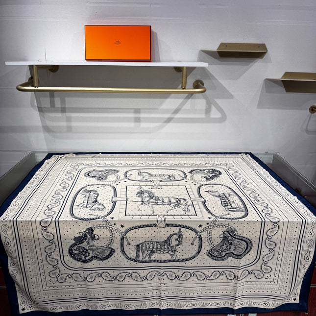 HERMES 26S SCARF 140 IN SILK AND CASHMERE 495969