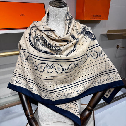 HERMES 26S SCARF 140 IN SILK AND CASHMERE 495969