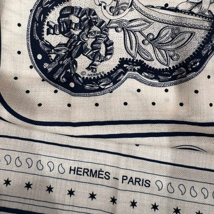 HERMES 26S SCARF 140 IN SILK AND CASHMERE 495969