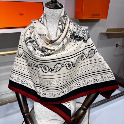 HERMES 26S SCARF 140 IN SILK AND CASHMERE 495970