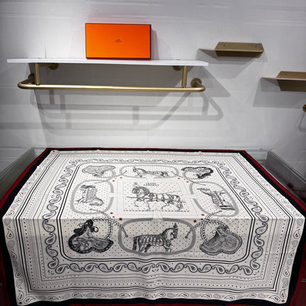HERMES 26S SCARF 140 IN SILK AND CASHMERE 495970
