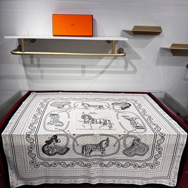 HERMES 26S SCARF 140 IN SILK AND CASHMERE 495970