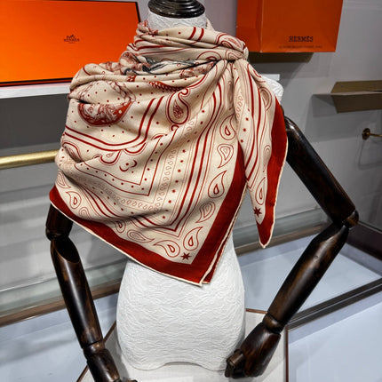 HERMES 26S SCARF 140 IN SILK AND CASHMERE 495971
