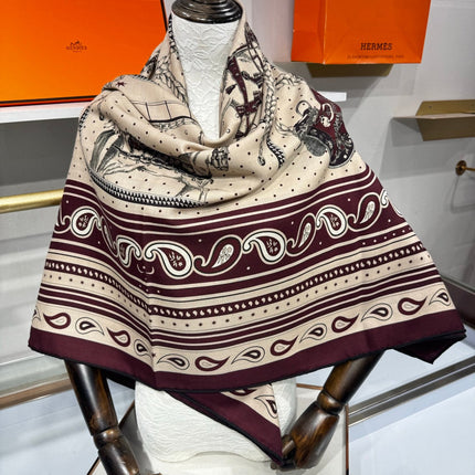 HERMES 26S SCARF 140 IN SILK AND CASHMERE 495973
