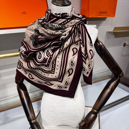HERMES 26S SCARF 140 IN SILK AND CASHMERE 495973