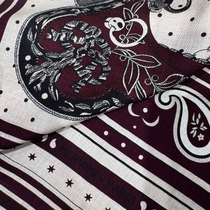 HERMES 26S SCARF 140 IN SILK AND CASHMERE 495973