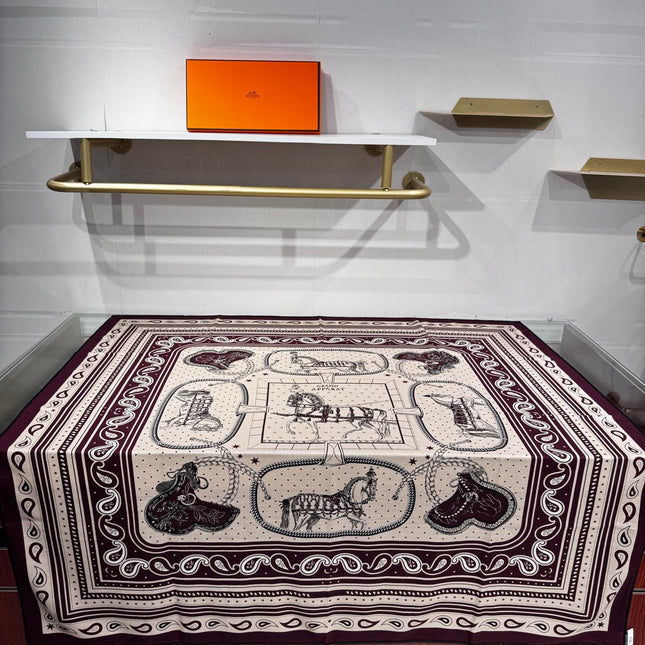 HERMES 26S SCARF 140 IN SILK AND CASHMERE 495973