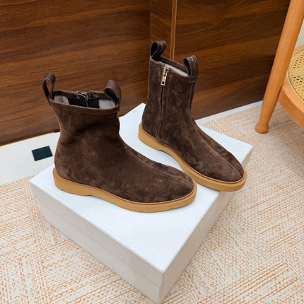 CELINE 26S ANKLE BOOTS IN BROWN SUEDE WITH PULL TABS