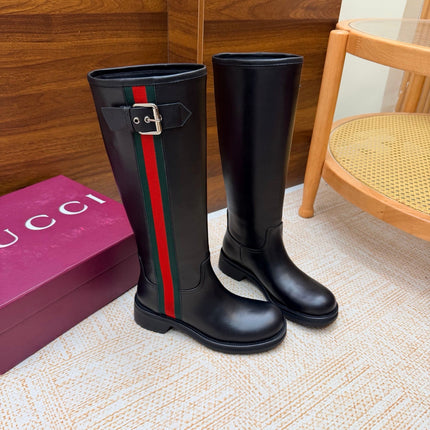 GUCCI 26S KNEE HIGH BOOTS IN BLACK SMOOTH CALFSKIN