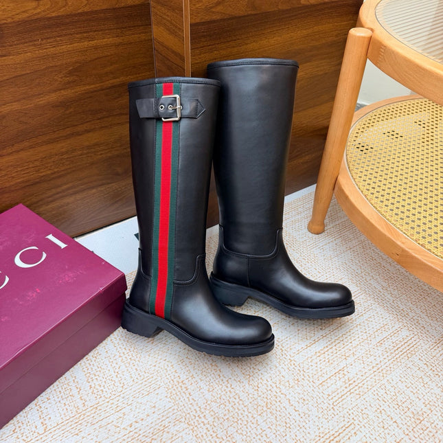 GUCCI 26S KNEE HIGH BOOTS IN BLACK SMOOTH CALFSKIN