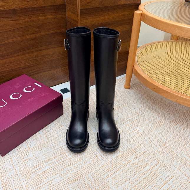 GUCCI 26S KNEE HIGH BOOTS IN BLACK SMOOTH CALFSKIN