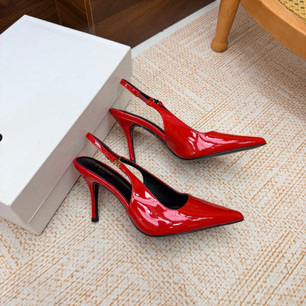 CELINE 26S SLINGBACK HIGH HEEL PUMPS 85 MM IN RED CALFSKIN