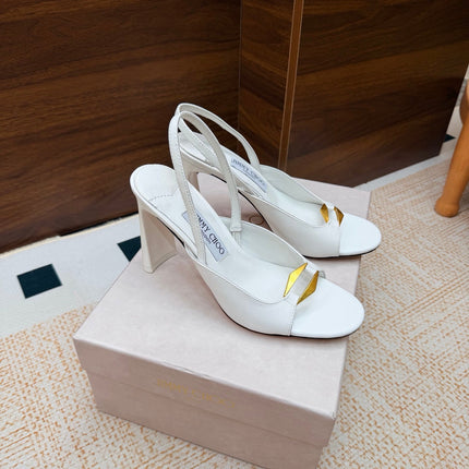 JIMMY CHOO 26S SLINGBACK SANDALS 100 MM IN WHITE CALFSKIN