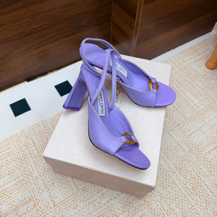 JIMMY CHOO 26S SLINGBACK SANDALS 100 MM IN PURPLE CALFSKIN