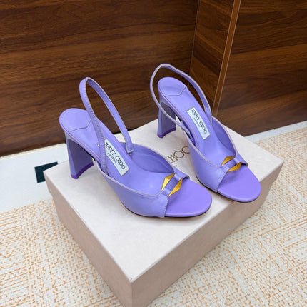JIMMY CHOO 26S SLINGBACK SANDALS 100 MM IN PURPLE CALFSKIN