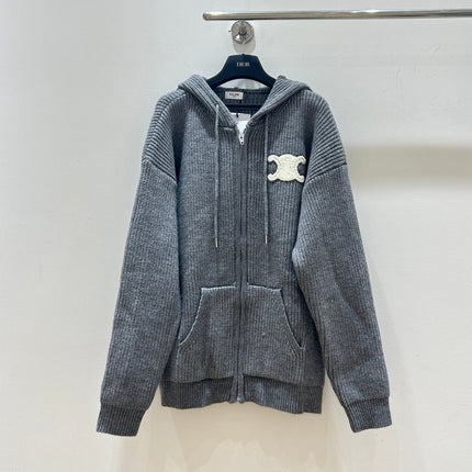 CELINE 26S ZIP-UP KNIT HOODIE 582