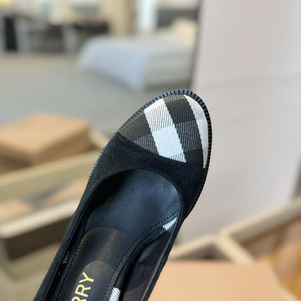 BURBERRY 26S HIGH HEELS 95 MM IN BLACK SUEDE