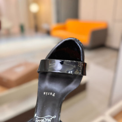 CHRISTIAN LOUBOUTIN 26S HEELED SANDALS 105 MM IN BLACK PATENT CALFSKIN