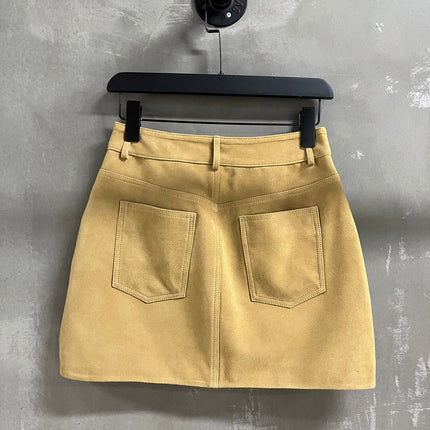 RALPH LAUREN 26S FLORAL-EMBROIDERED SUEDE MINI SKIRT 577